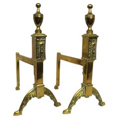 Pair of Antique Solid Brass Fire Dogs