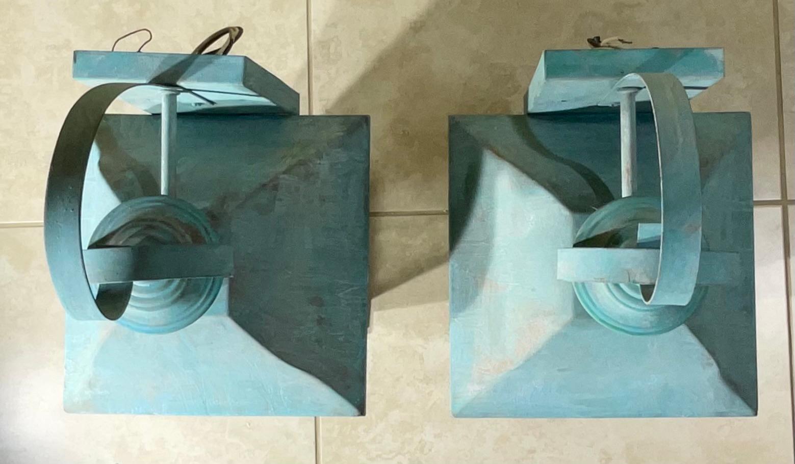Pareja de faroles antiguos de latón macizo - Elegancia atemporal para tu hogar en venta 2