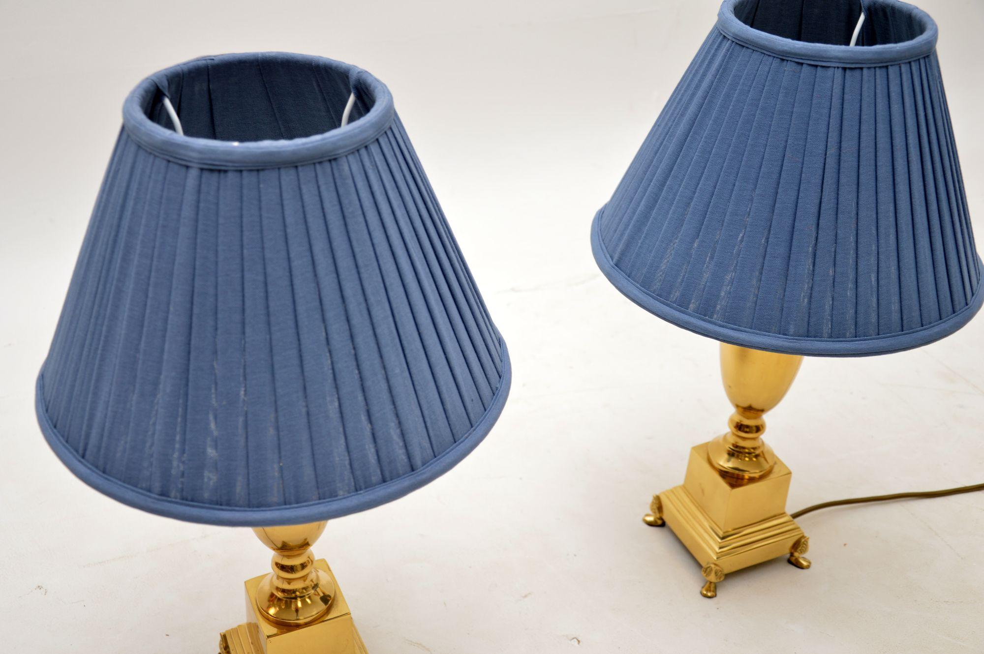Neoclassical Pair of Antique Solid Brass Table Lamps