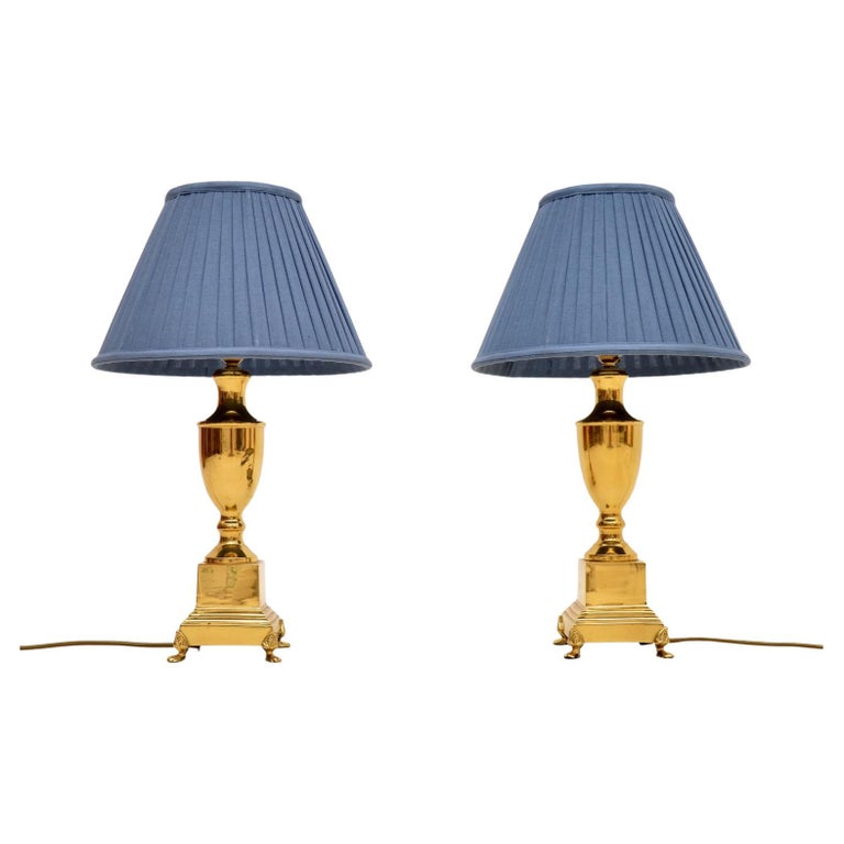 Pair of Antique Solid Brass Table Lamps For Sale at 1stDibs