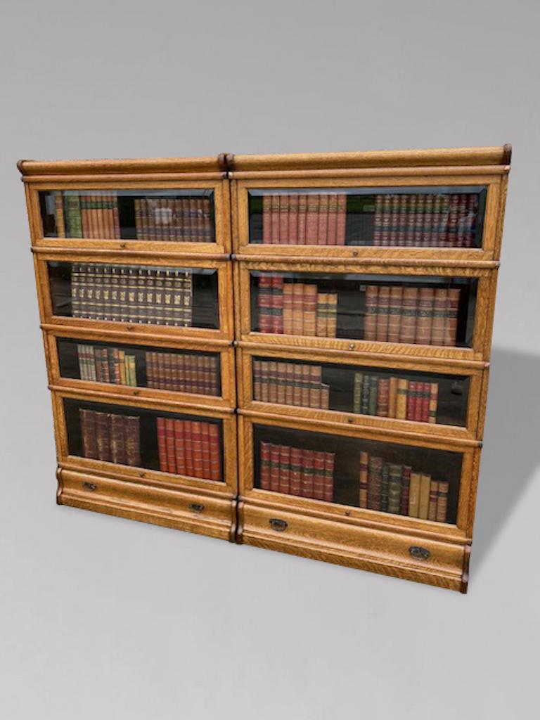 Pareja de librerías antiguas Globe Wernicke de roble macizo Victoriano