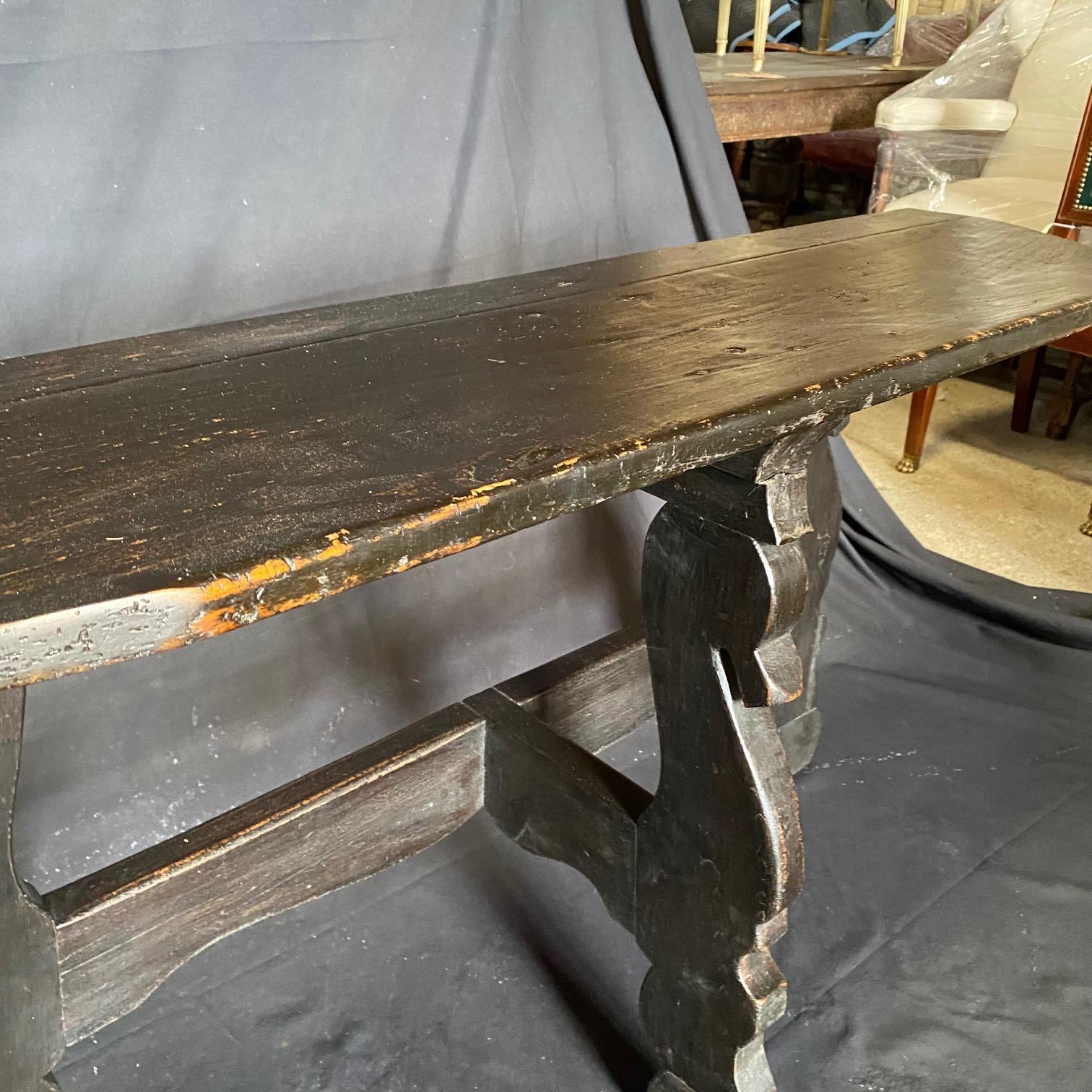 Pair of Antique Spanish Ebony Demilune Tables, Consoles or Side Tables For Sale 9