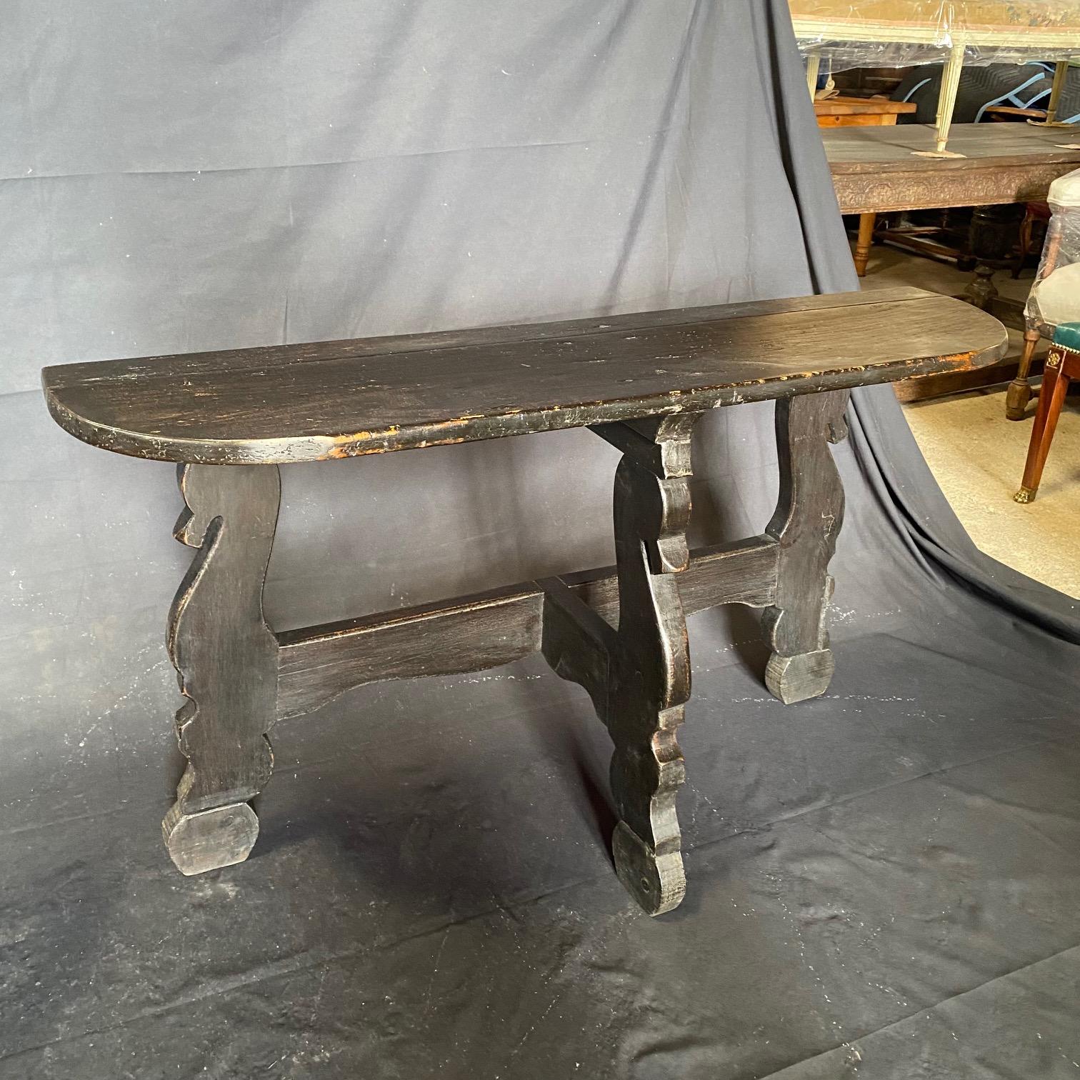  Pair of Antique Spanish Ebony Demilune Tables, Consoles or Side Tables For Sale 10