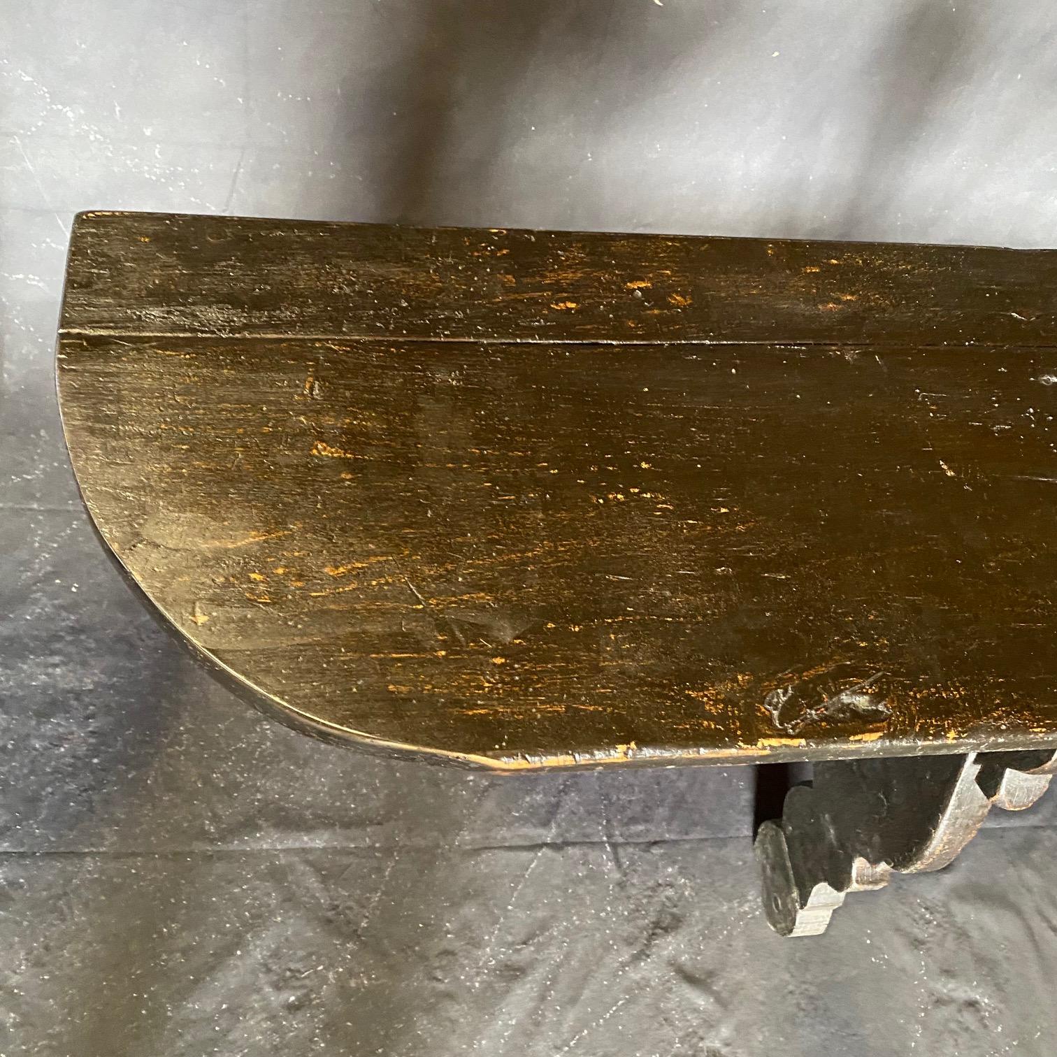 Pair of Antique Spanish Ebony Demilune Tables, Consoles or Side Tables For Sale 2