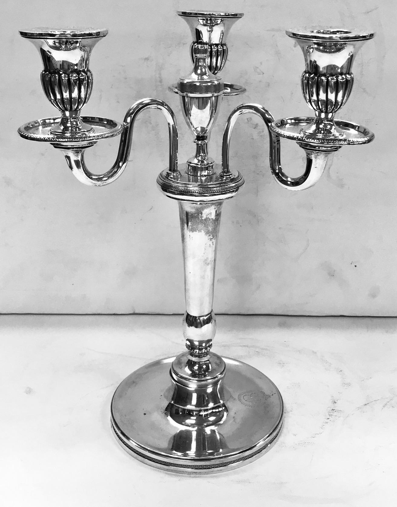 Neoclassical Pair of Antique Spanish Silver Candelabra