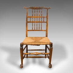 Pair of Antique Spindleback Rush Chairs, English, Hall, Lancashire, Victorian