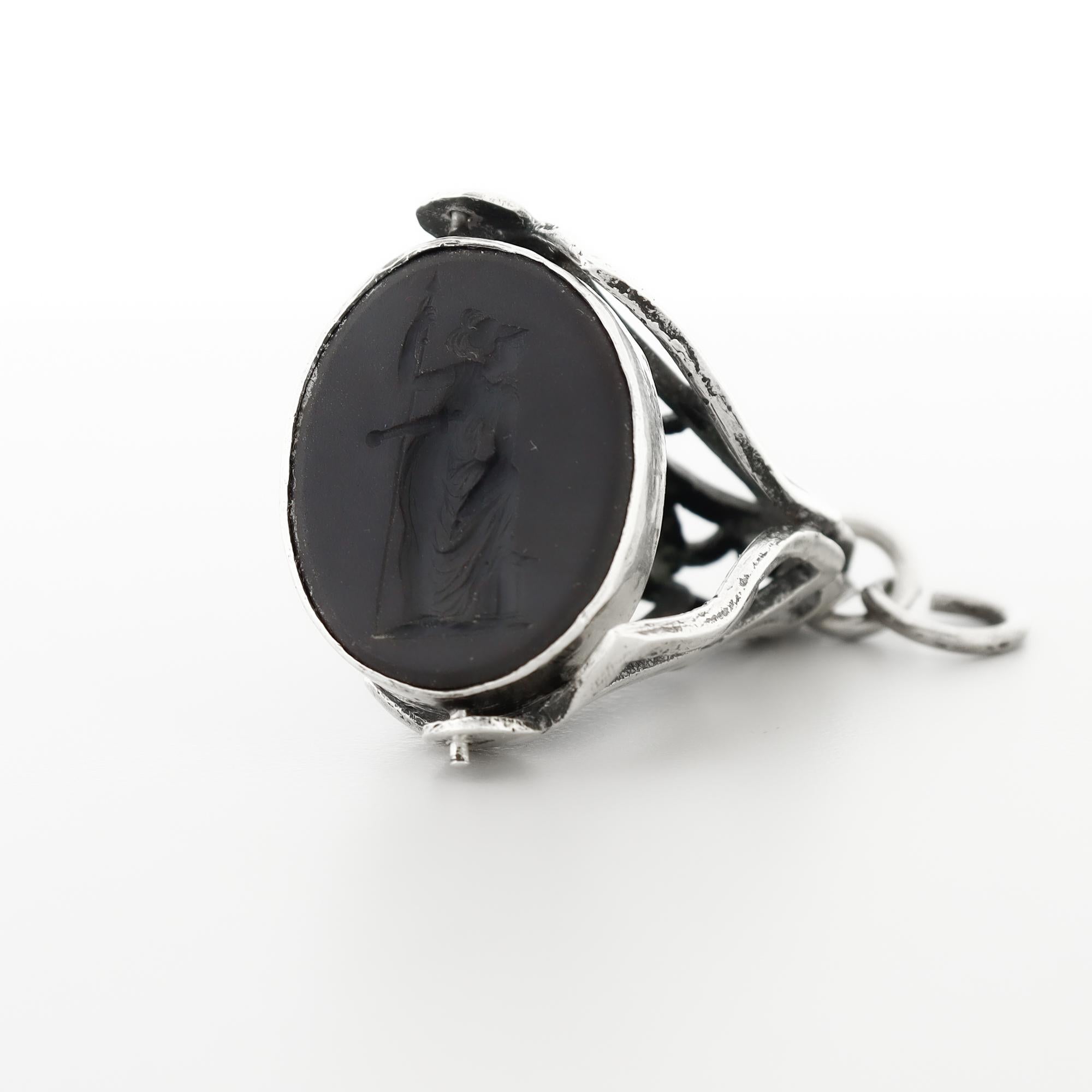 Paire de boutons de montre anciens avec sceaux en intaille en basalte de Wedgwood & Bentley en vente 15