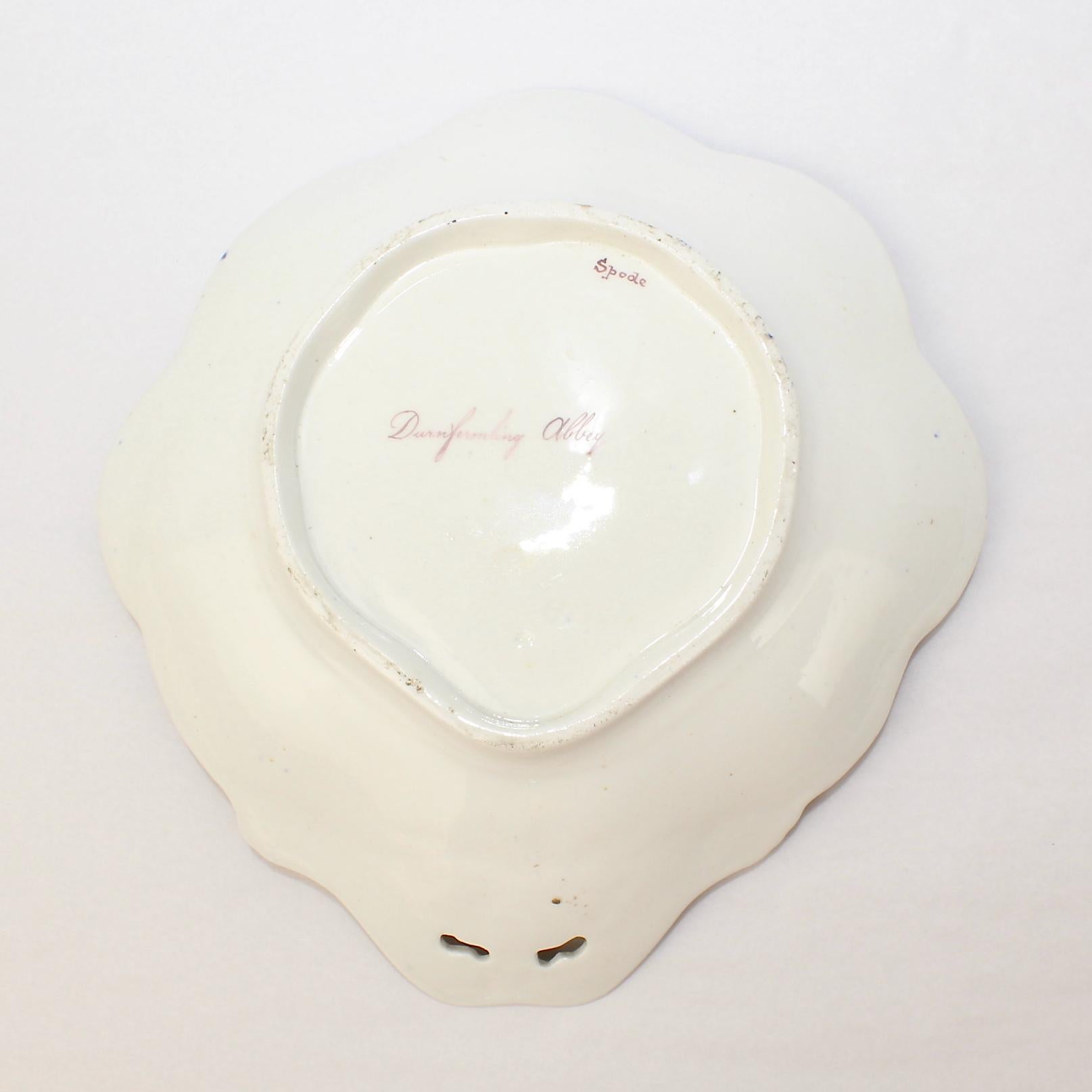 Pair of Antique Spode Topographical Porcelain Cobalt Blue Border Shrimp Bowls For Sale 2