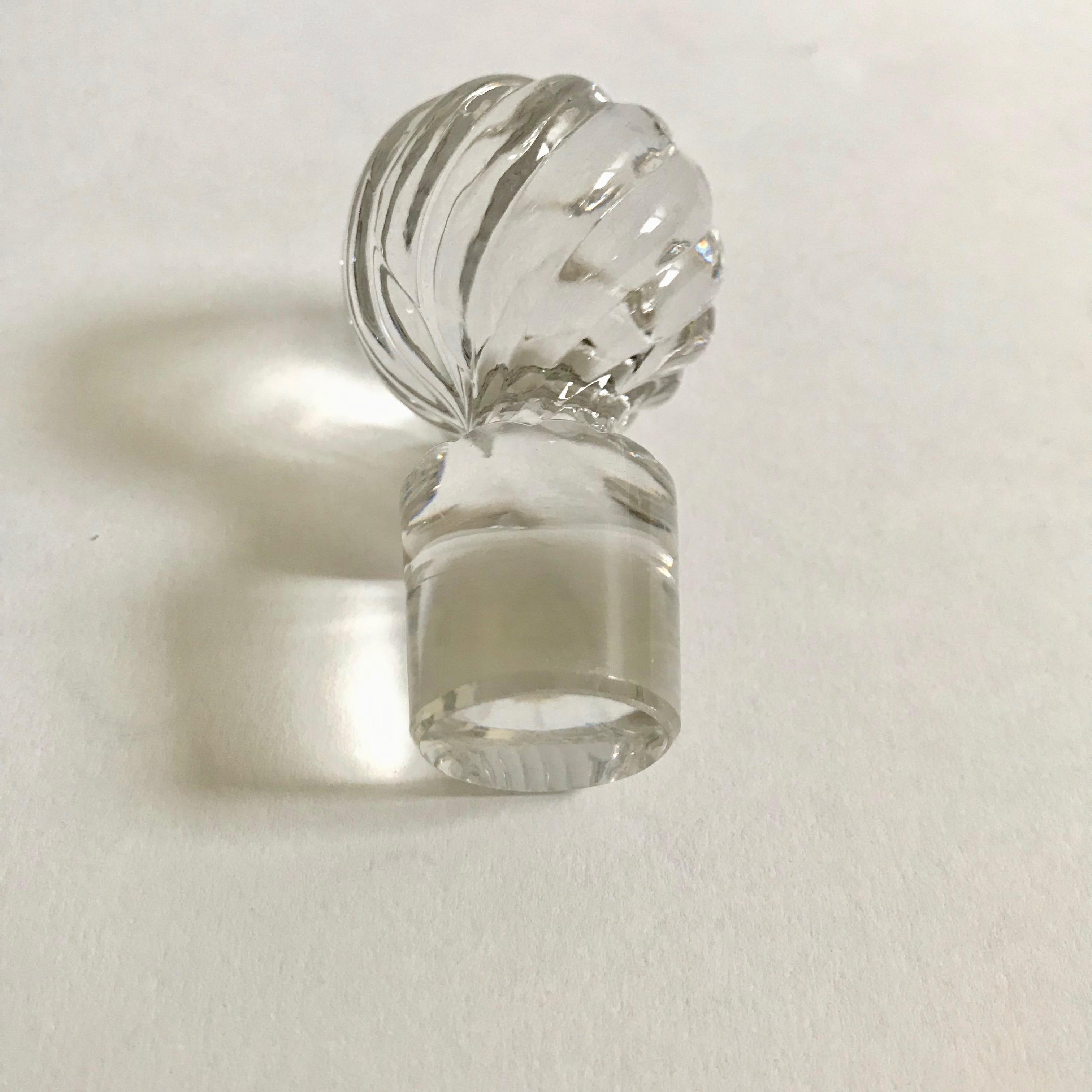 Pair of Antique Square Base Crystal Bamboo Swirl Perfume Bottles By Baccarat 8