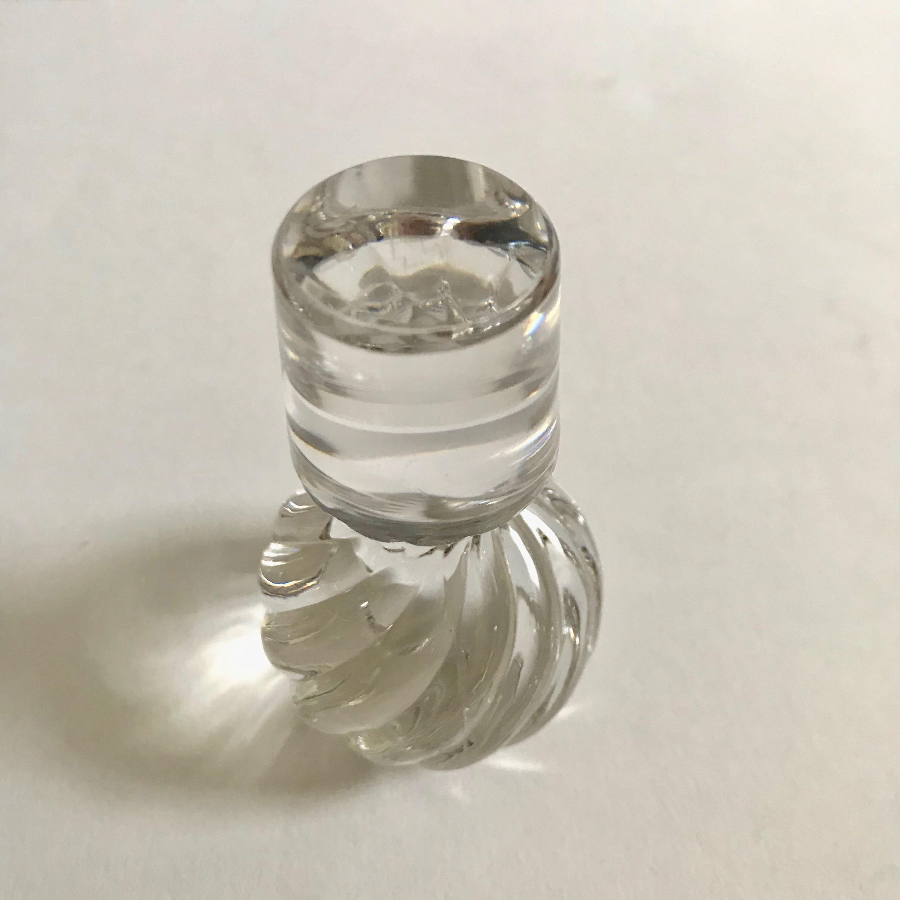 Pair of Antique Square Base Crystal Bamboo Swirl Perfume Bottles By Baccarat 10