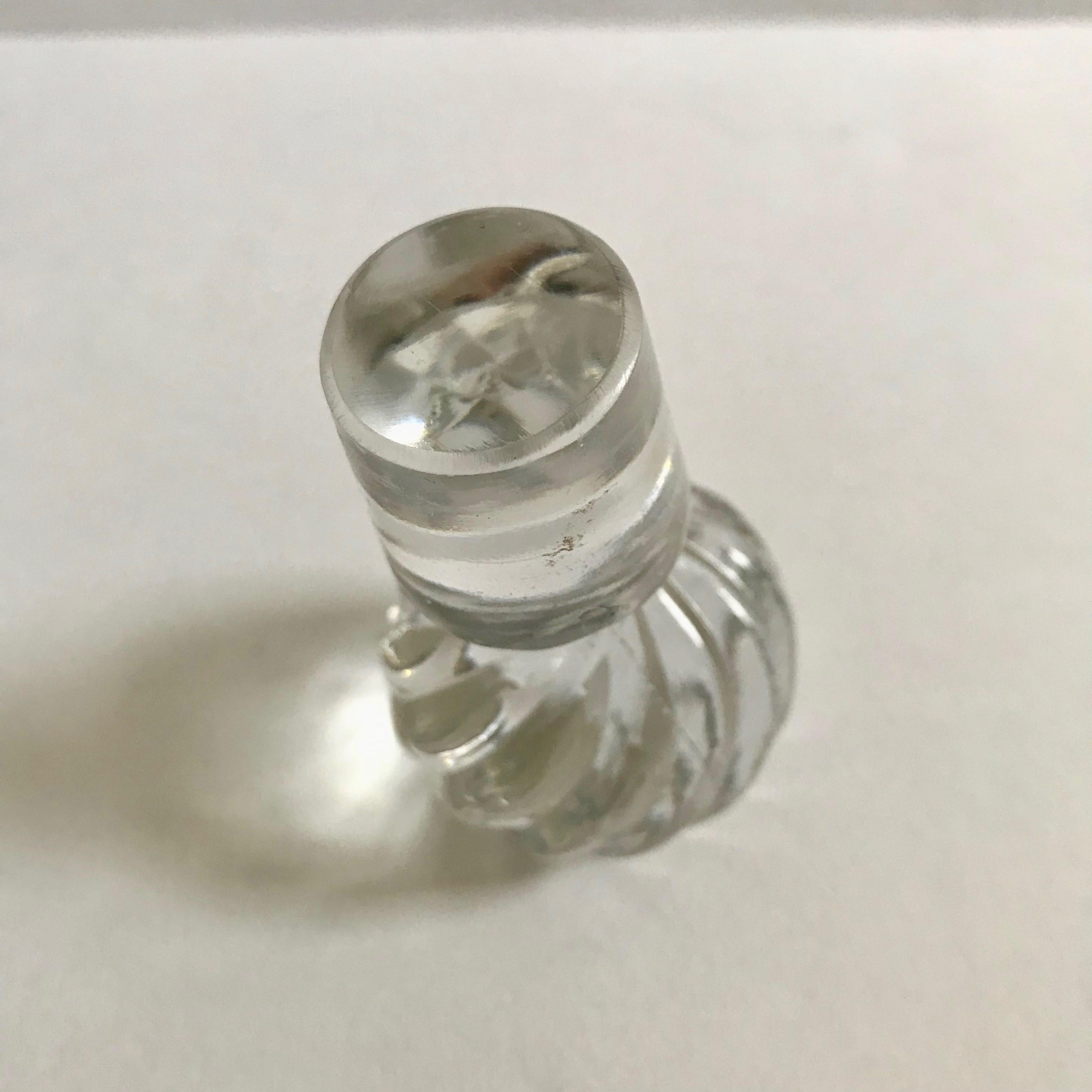 Pair of Antique Square Base Crystal Bamboo Swirl Perfume Bottles By Baccarat 11