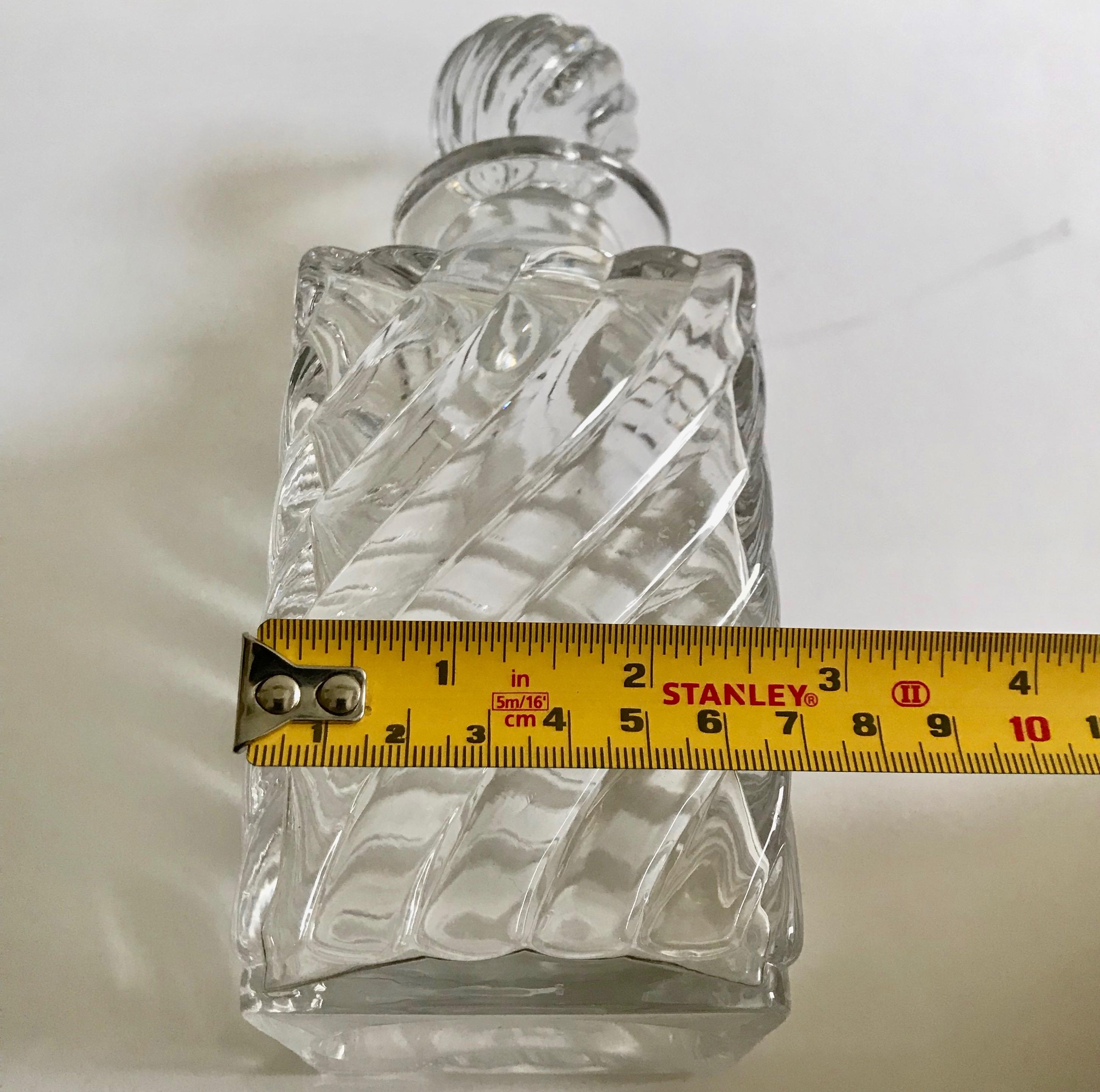 Pair of Antique Square Base Crystal Bamboo Swirl Perfume Bottles By Baccarat 12