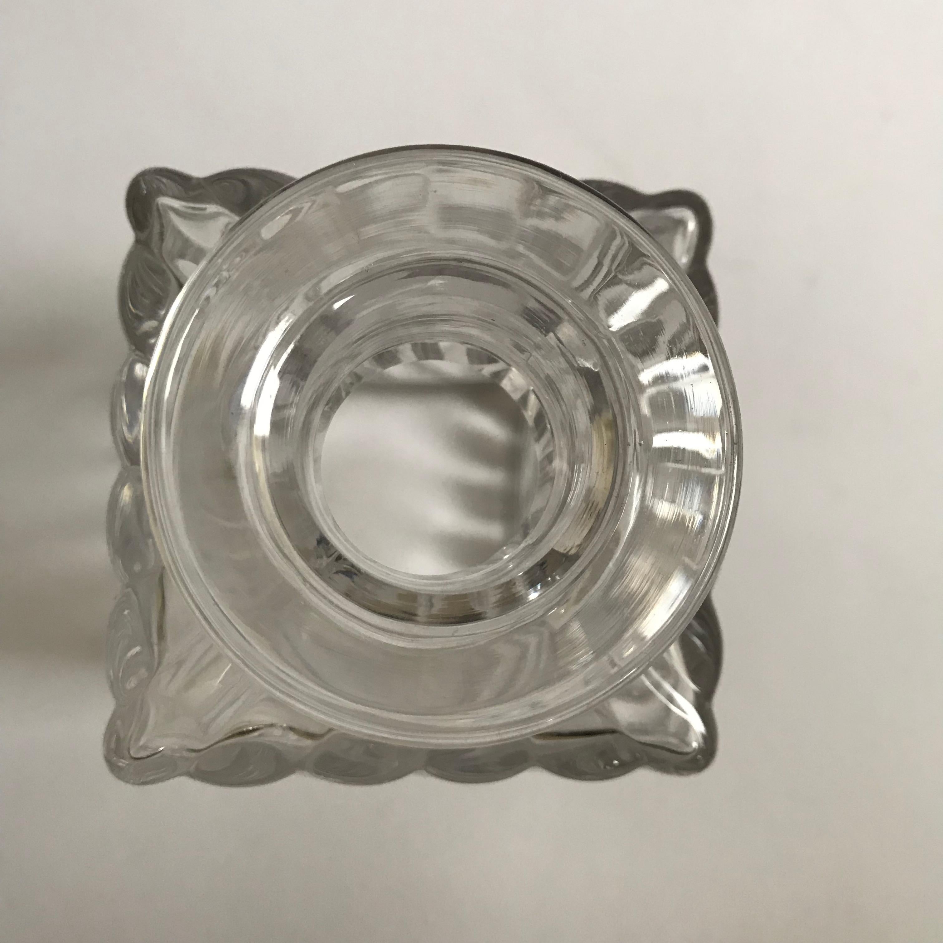 Pair of Antique Square Base Crystal Bamboo Swirl Perfume Bottles By Baccarat 2