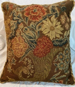 Pair of Antique Square Needlework Cushions