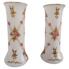 Antique St. Louis opaline crystal vases, Art Nouveau production circa 1900