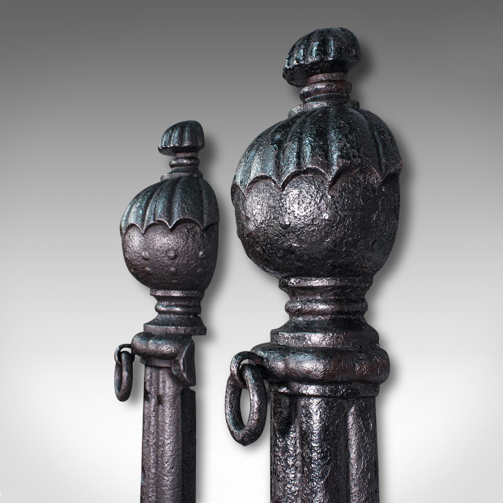 Iron Pair of, Antique Stable Yard Hitching Posts, Equestrian, Architectural, Georgian