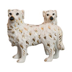 Pair of Antique Staffordshire Dogs English Ceramic Decorative Figure, circa 1900