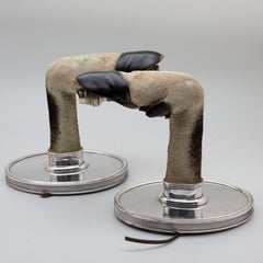 Pair of Antique Stag Hoof and Silver Plate Electrified Sconces