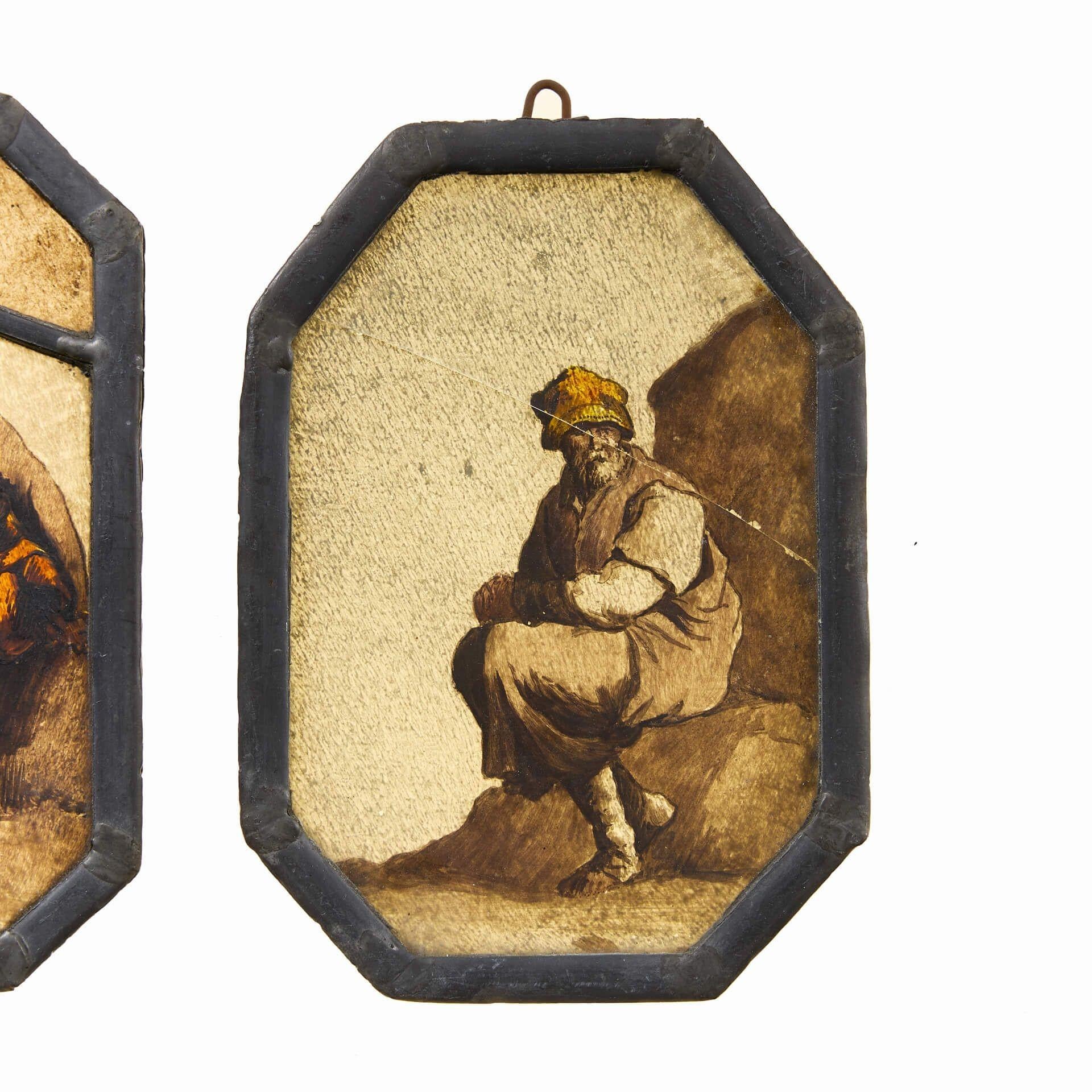 Néoclassique Paire de tentures de fenêtres anciennes représentant des personnages néoclassiques en vente