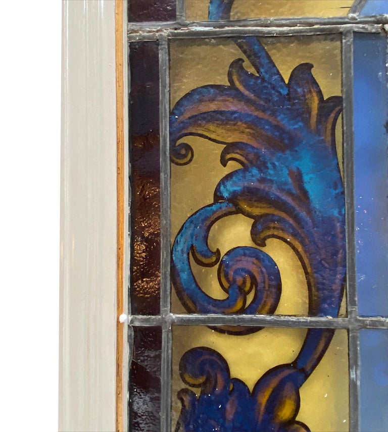 Pair of Antique Stained Glass Windows, Sold Individually For Sale at