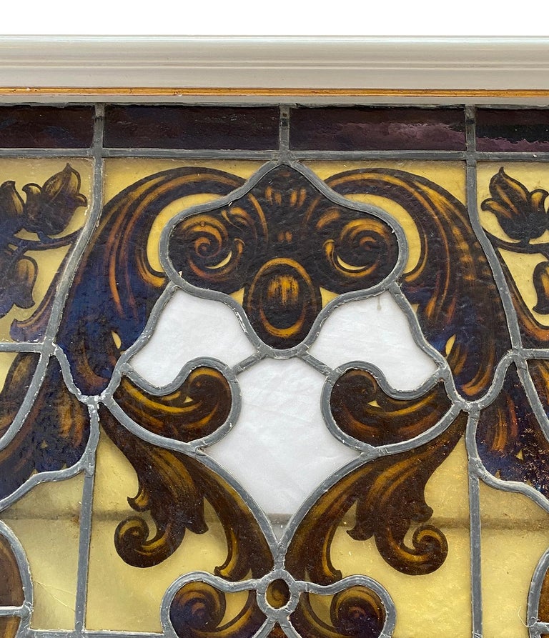 Pair of Antique Stained Glass Windows, Sold Individually For Sale at