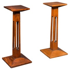 Pair of Used Statue Stands, English, Oak, Pedestal, Torchere, Edwardian, 1910