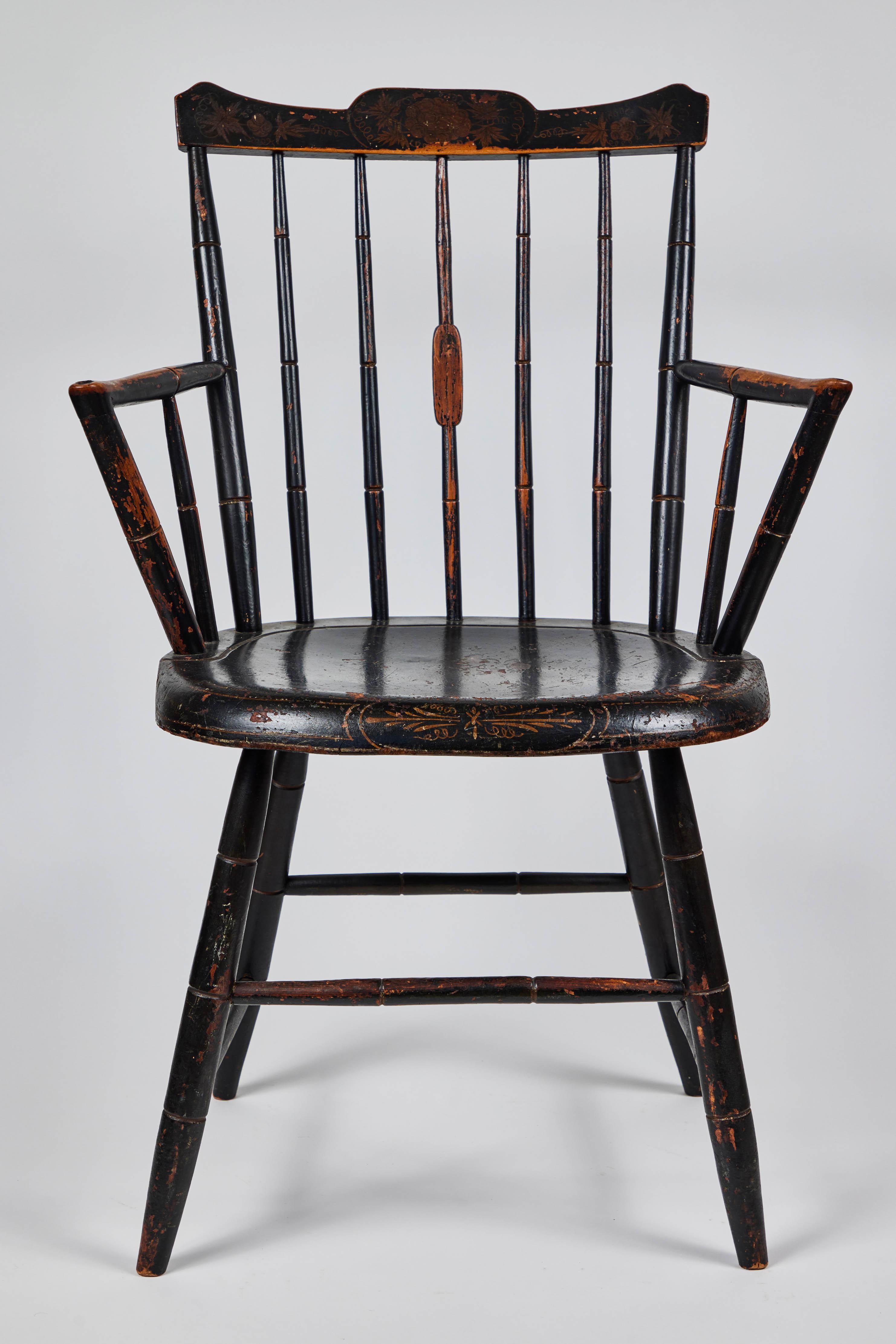 Antique stencil back windsor chairs, original federal paint

c. 1790- 1830.