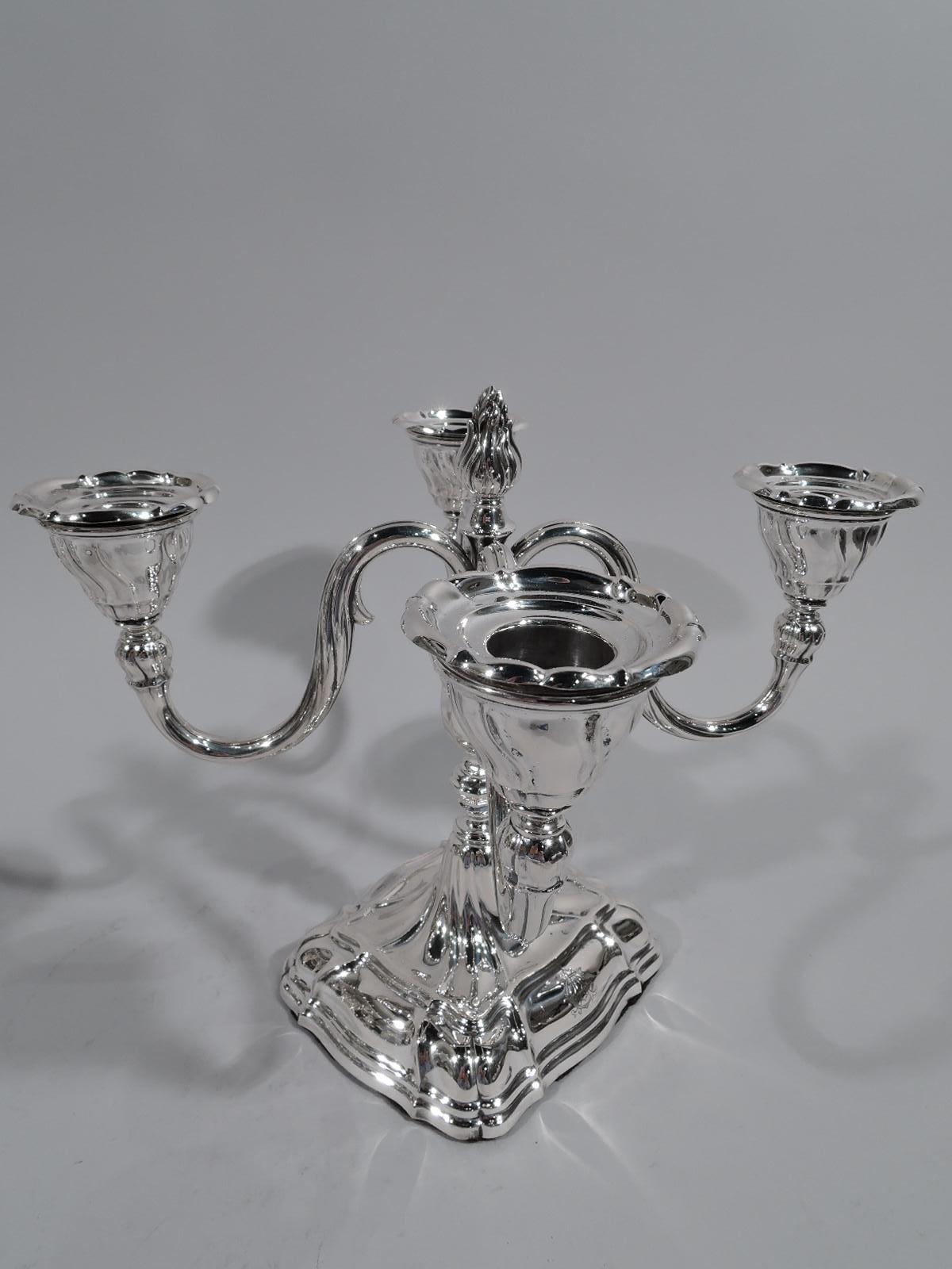 Unknown Pair of Antique Sterling Silver 4-Light Candelabra