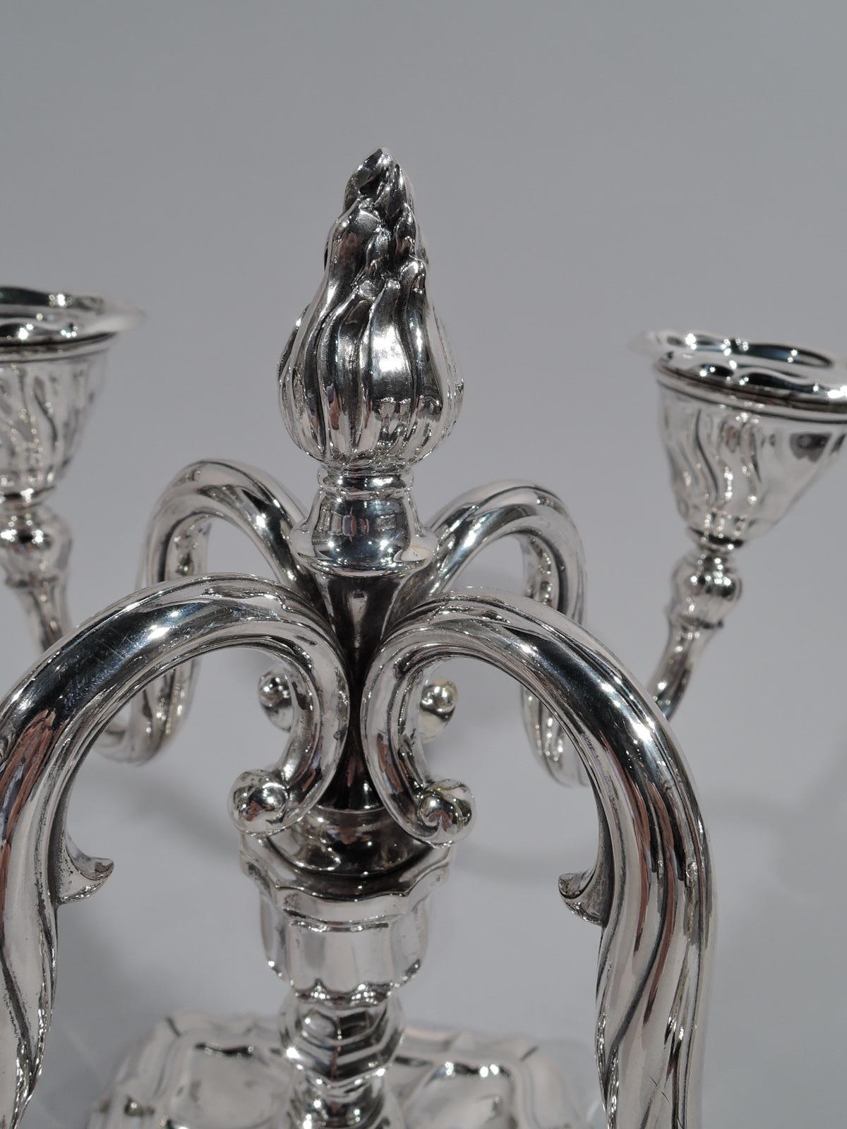 Pair of Antique Sterling Silver 4-Light Candelabra In Excellent Condition In New York, NY
