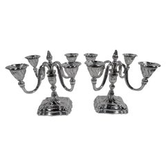 Pair of Antique Sterling Silver 4-Light Candelabra