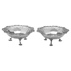 Pair of Antique sterling silver dishes made in Sheffield in 1922