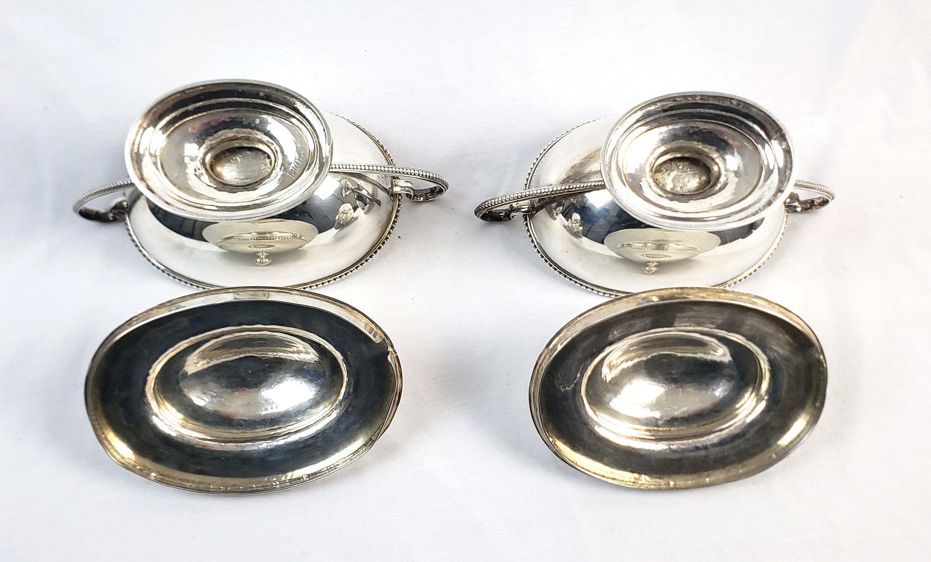 Pair of Antique Sterling Silver Georgian Covered Sauce Tureens For Sale 6