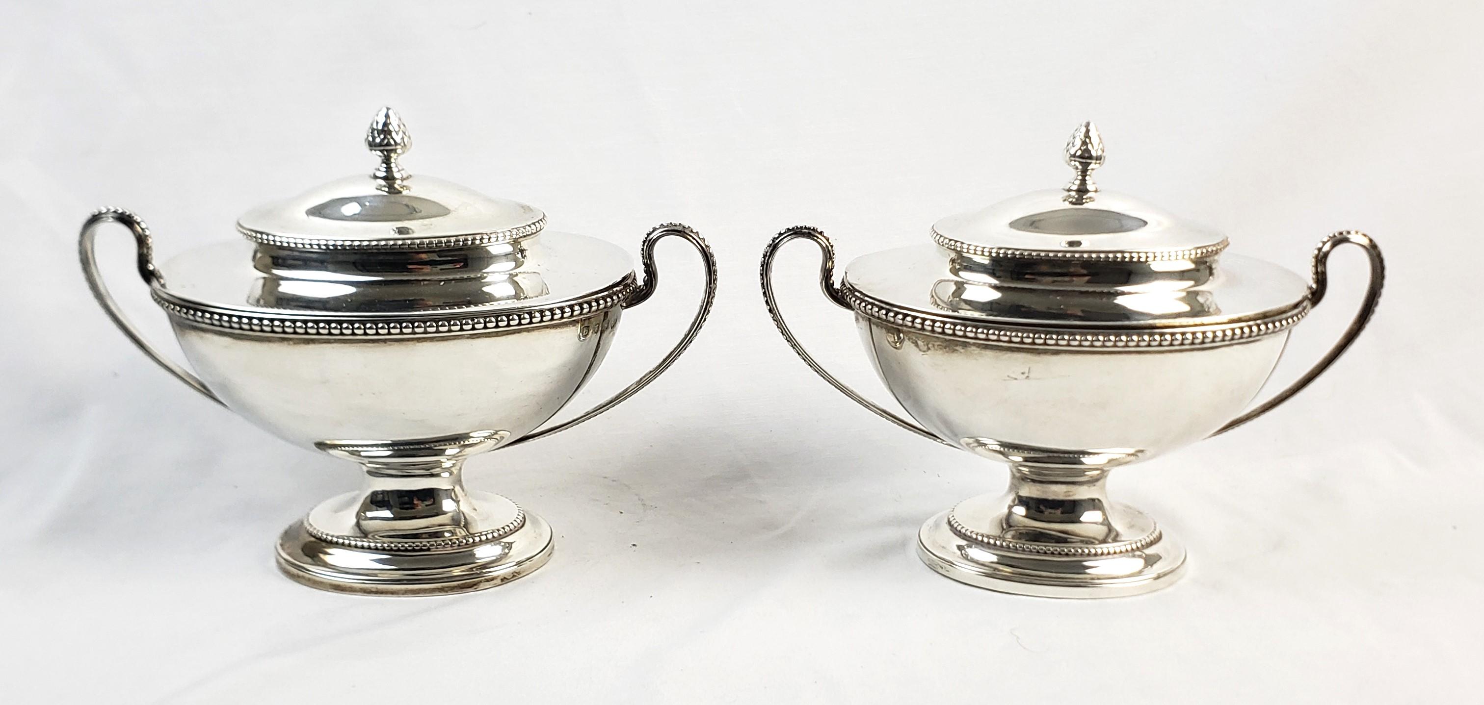 Pair of Antique Sterling Silver Georgian Covered Sauce Tureens For Sale 1