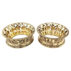 Pair of Antique Sterling Silver & Gilt Washed Regency Styled Bottle Coasters