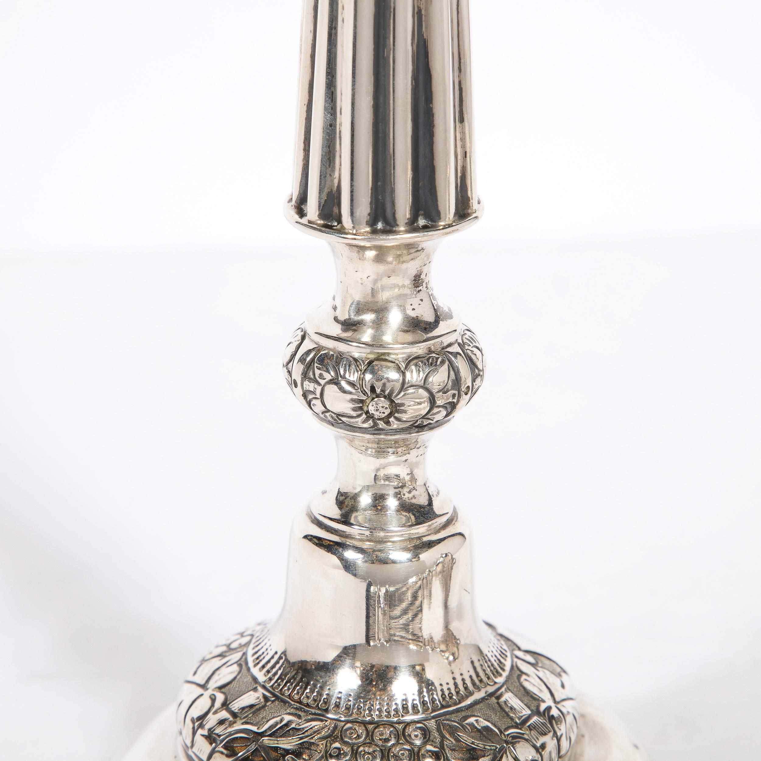 Pair of Antique Sterling Silver Sabbath Candle Holders Signed J. Ehrlich 6