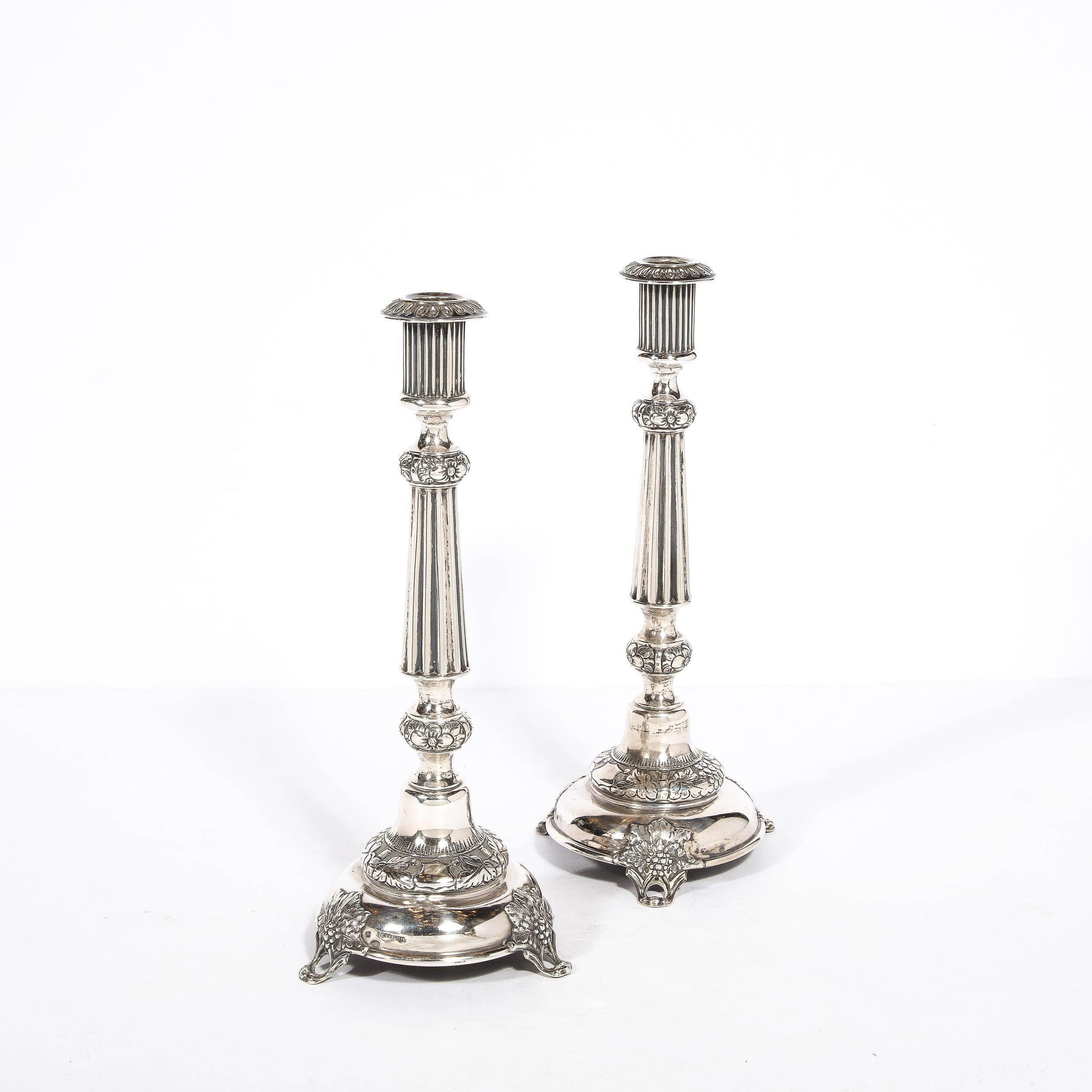 Early 20th Century Pair of Antique Sterling Silver Sabbath Candle Holders Signed J. Ehrlich