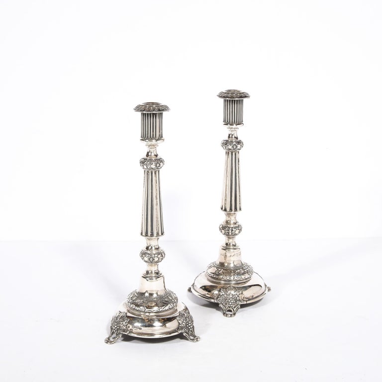 Early 20th Century Pair of Antique Sterling Silver Sabbath Candle Holders Signed J. Ehrlich For Sale