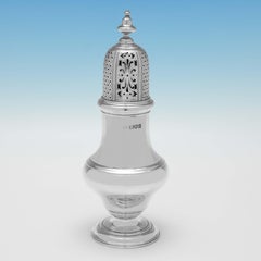 Pair of Antique Sterling Silver Sugar Casters, 1908 & 1911 by J. Parkes & Co.