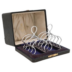 Pair of Antique sterling silver toast racks made in 1913 by Elkington