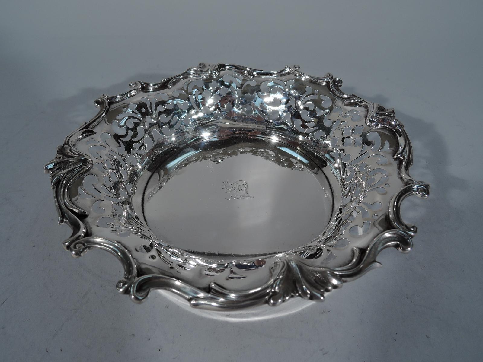 Victorian Pair of Antique Sterling Silver Wine Coasters by Howard of New York
