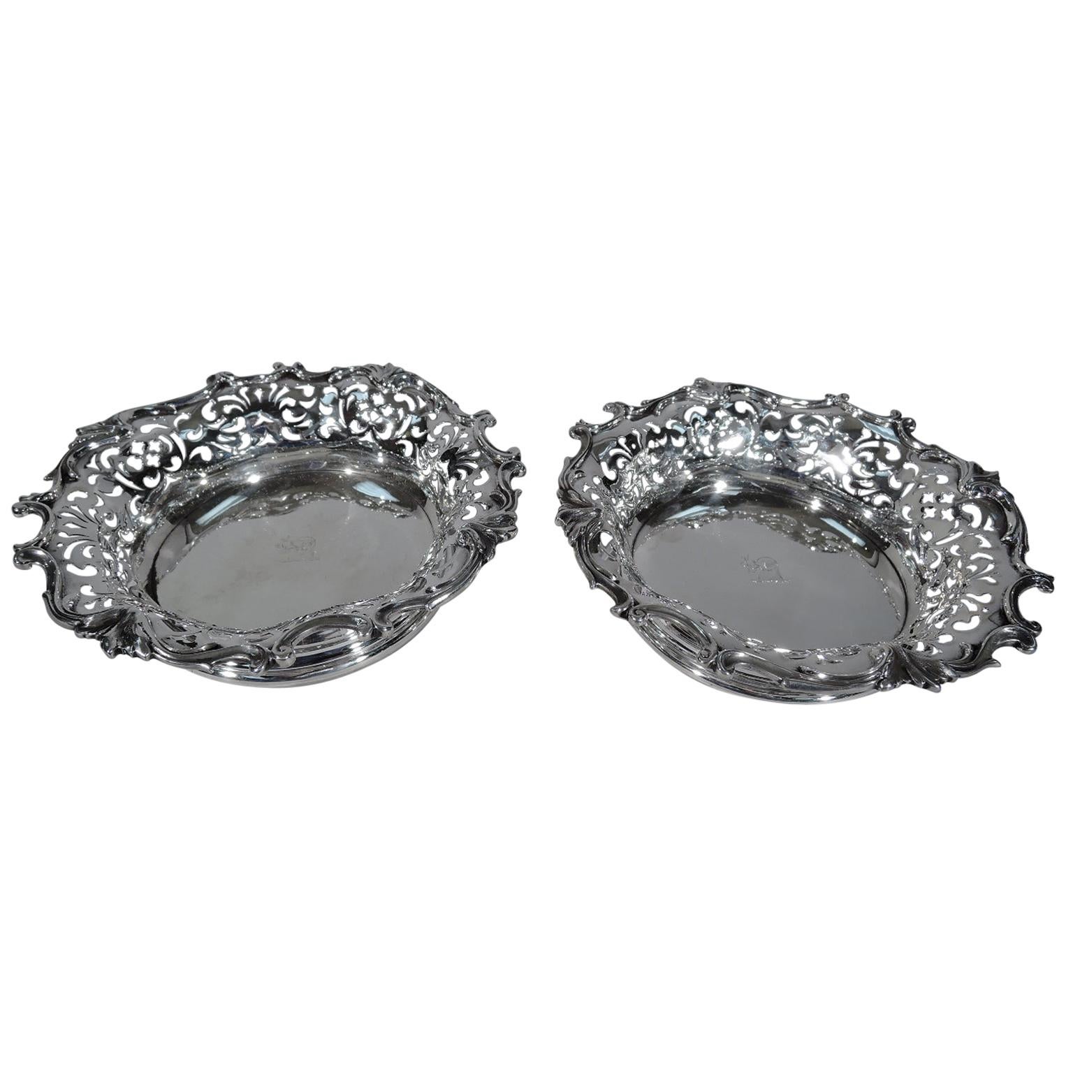 Pair of Antique Sterling Silver Wine Coasters by Howard of New York