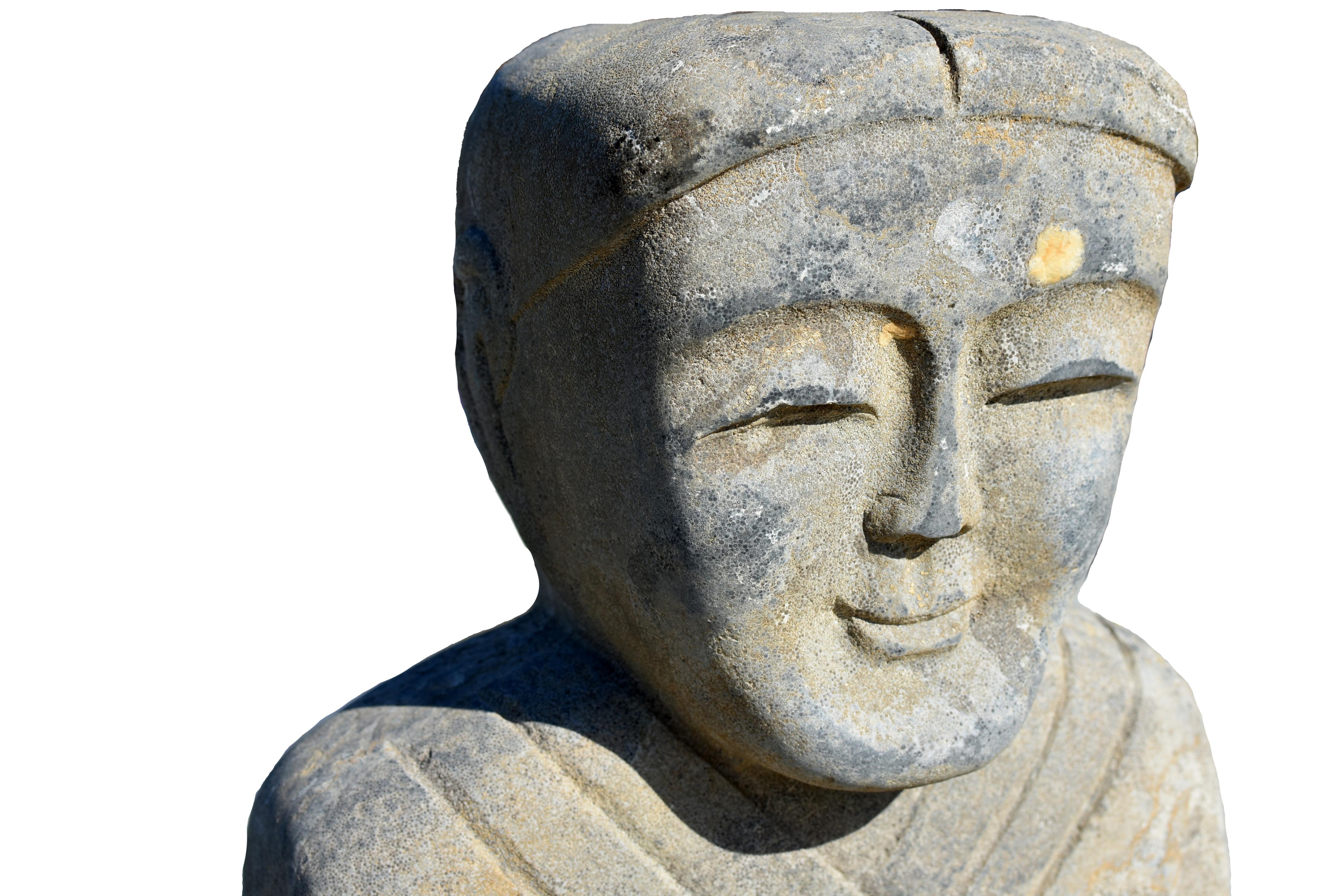Pair of Antique Stone Figures Statues Han Style In Good Condition For Sale In Somis, CA