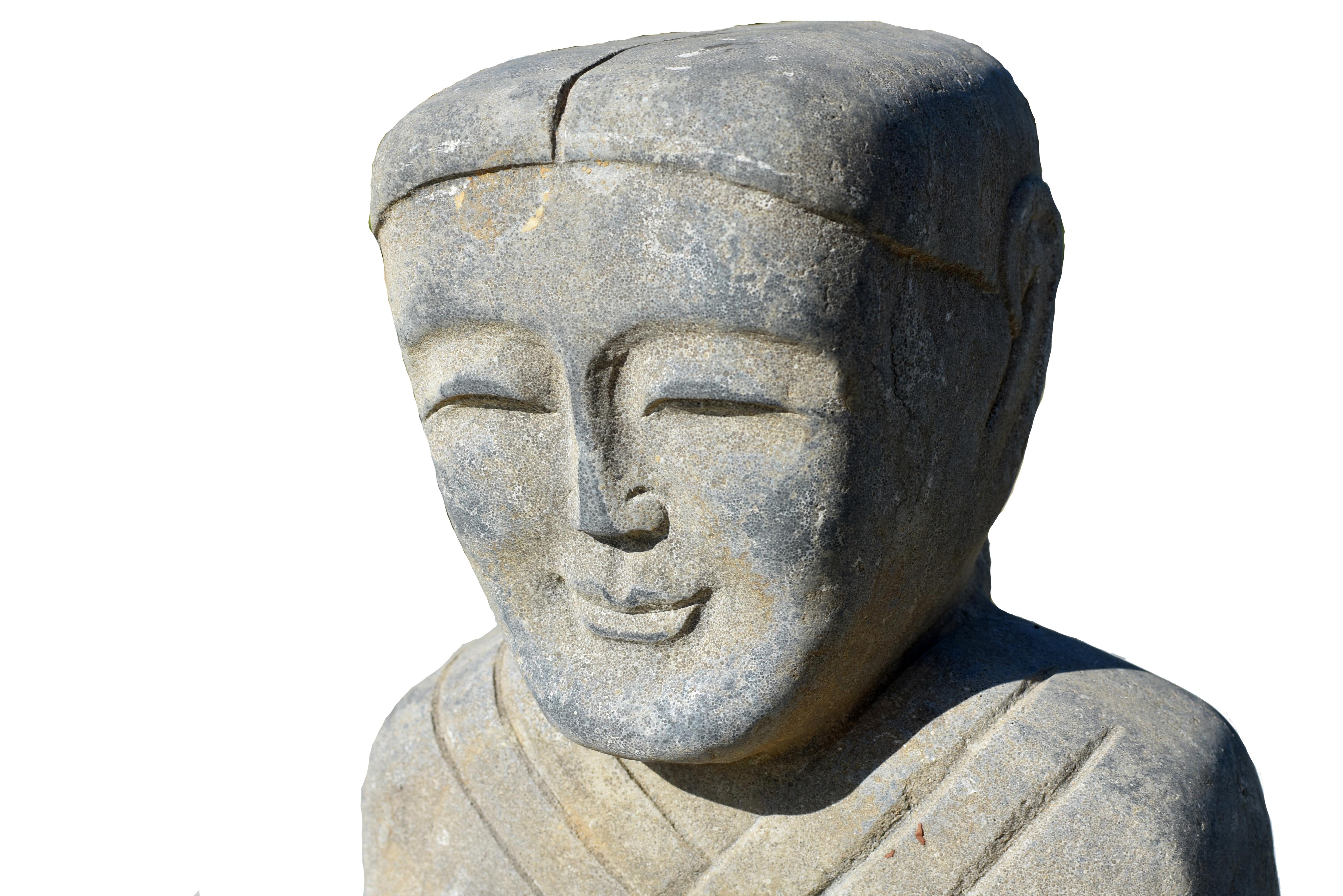 Paire de statues en pierre anciennes de style Han en vente 1