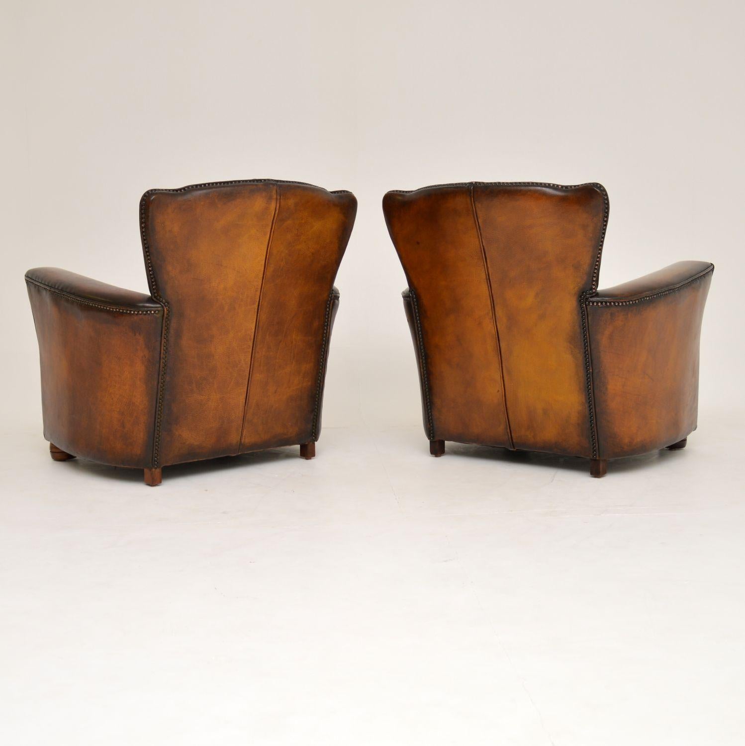 Pair of Antique Style Vintage Leather Club Armchairs 3