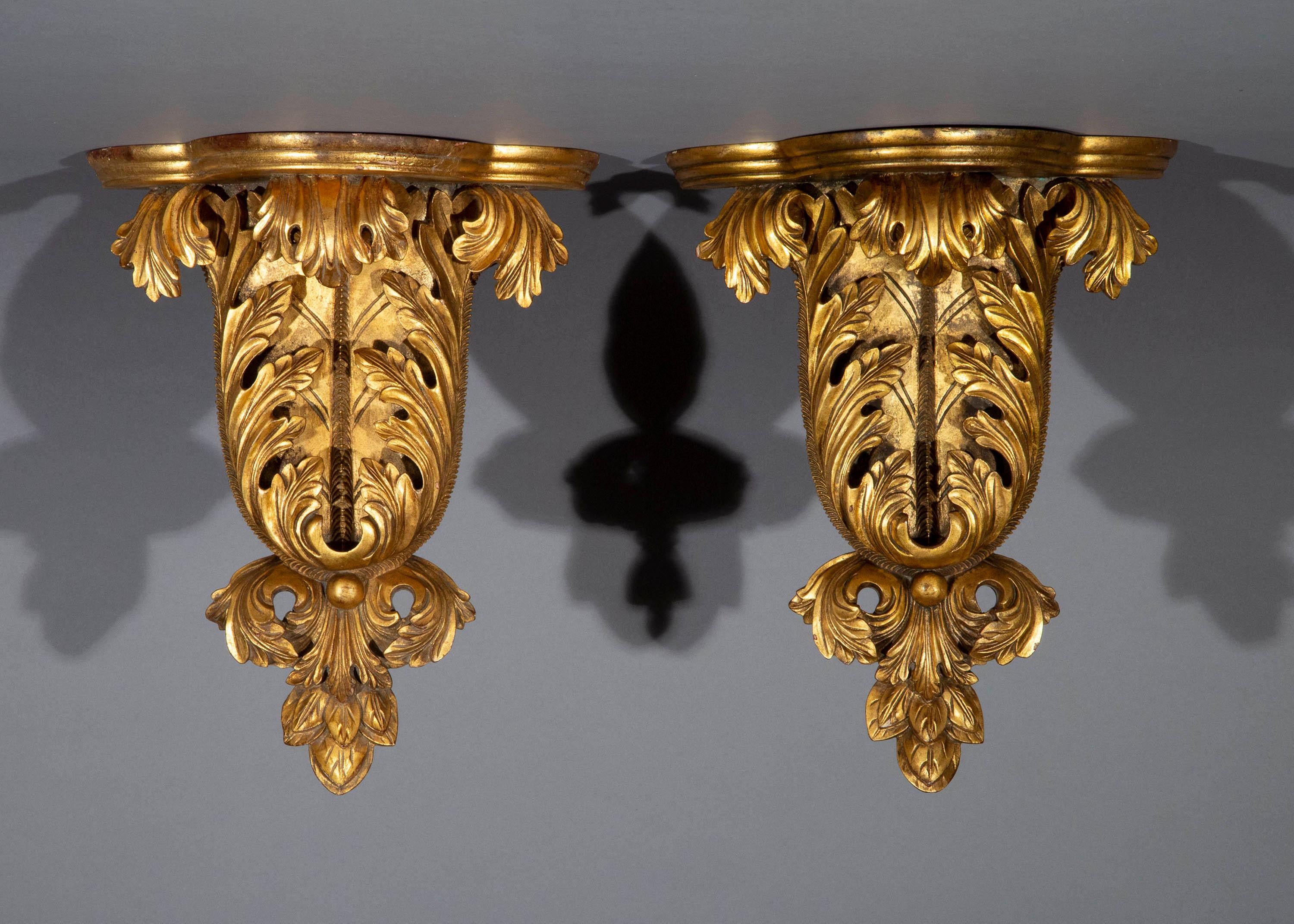 Hollywood Regency Pair of Antique Style Wall Brackets or Sconces