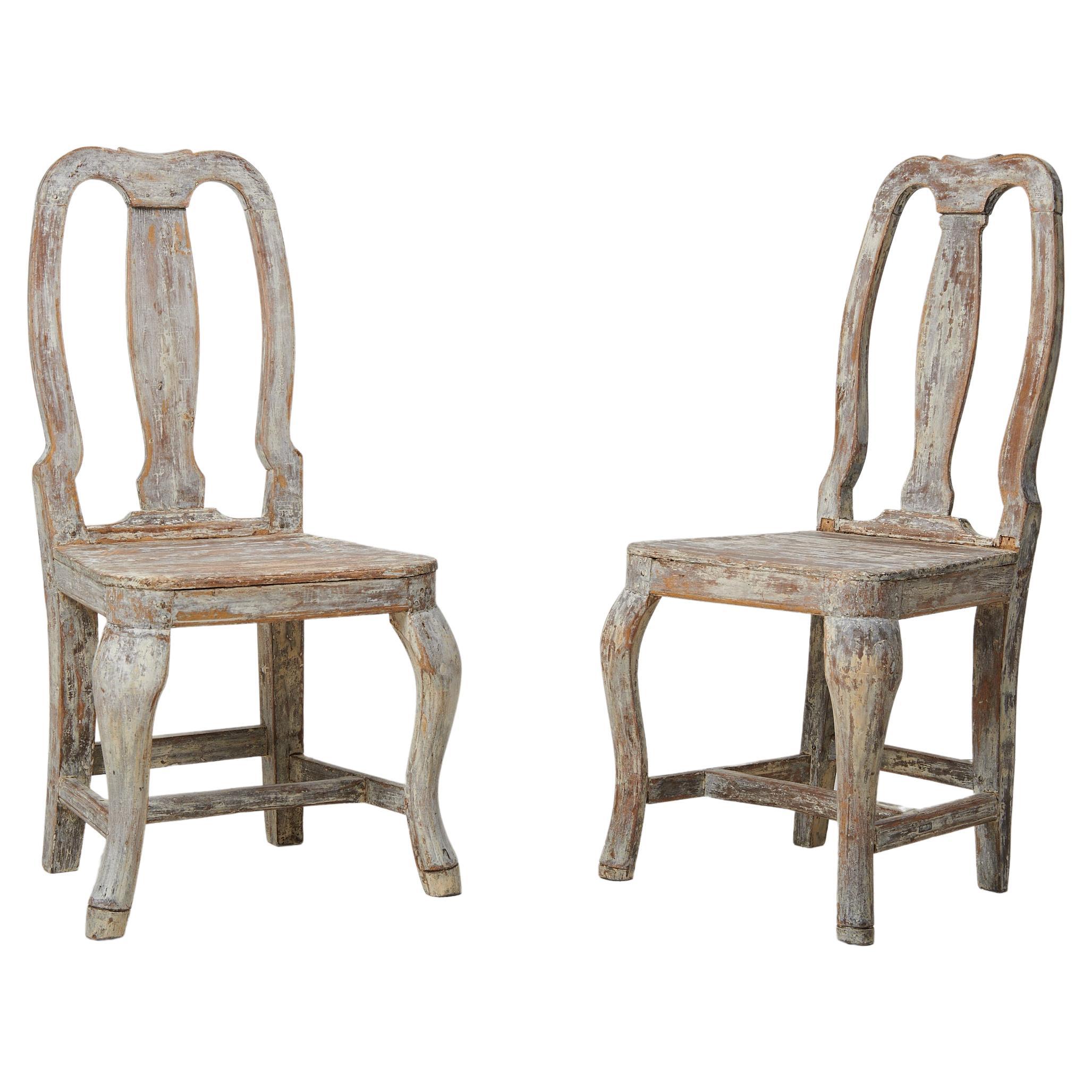 Pair of Antique Swedish 18th Century Baroque Chairs