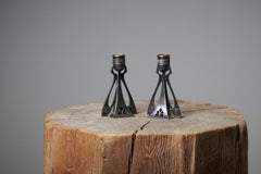 Pair of Antique Swedish Arts and Crafts Style Candlesticks