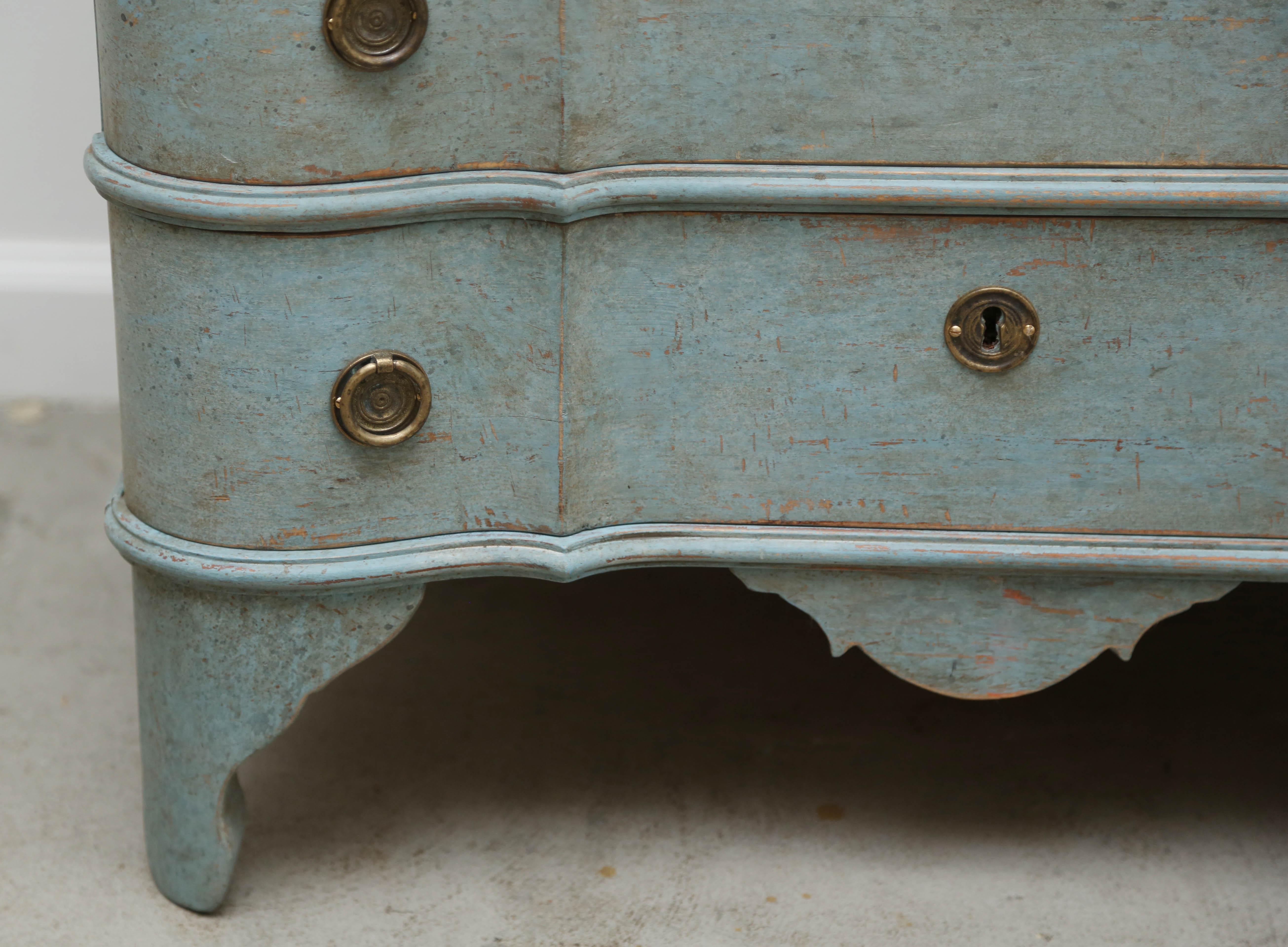 Pair of Antique Swedish Baroque Style Blue Painted Chests, Mid-19th Century 2