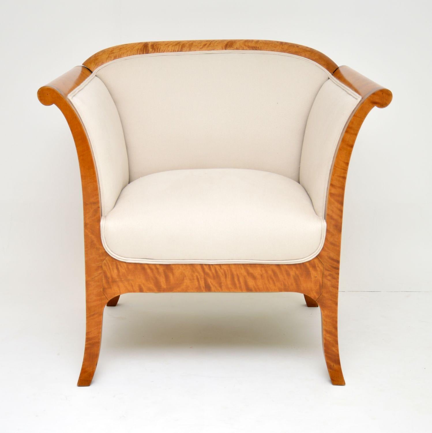 Birch Pair of Antique Swedish Biedermeier Armchairs