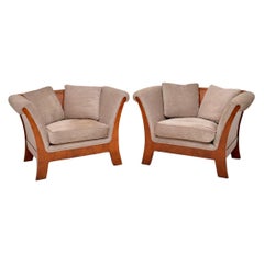 Pair of Vintage Swedish Burr Walnut Armchairs